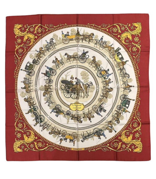 Hermes La Promenade de Longchamps Scarf in red c.1960s – Ladybag