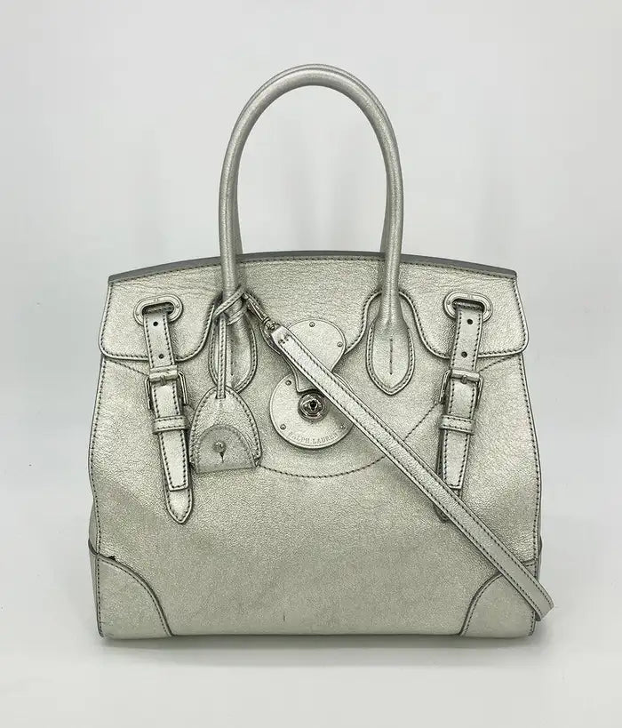 Ralph Lauren Silver Leather Rickey Bag