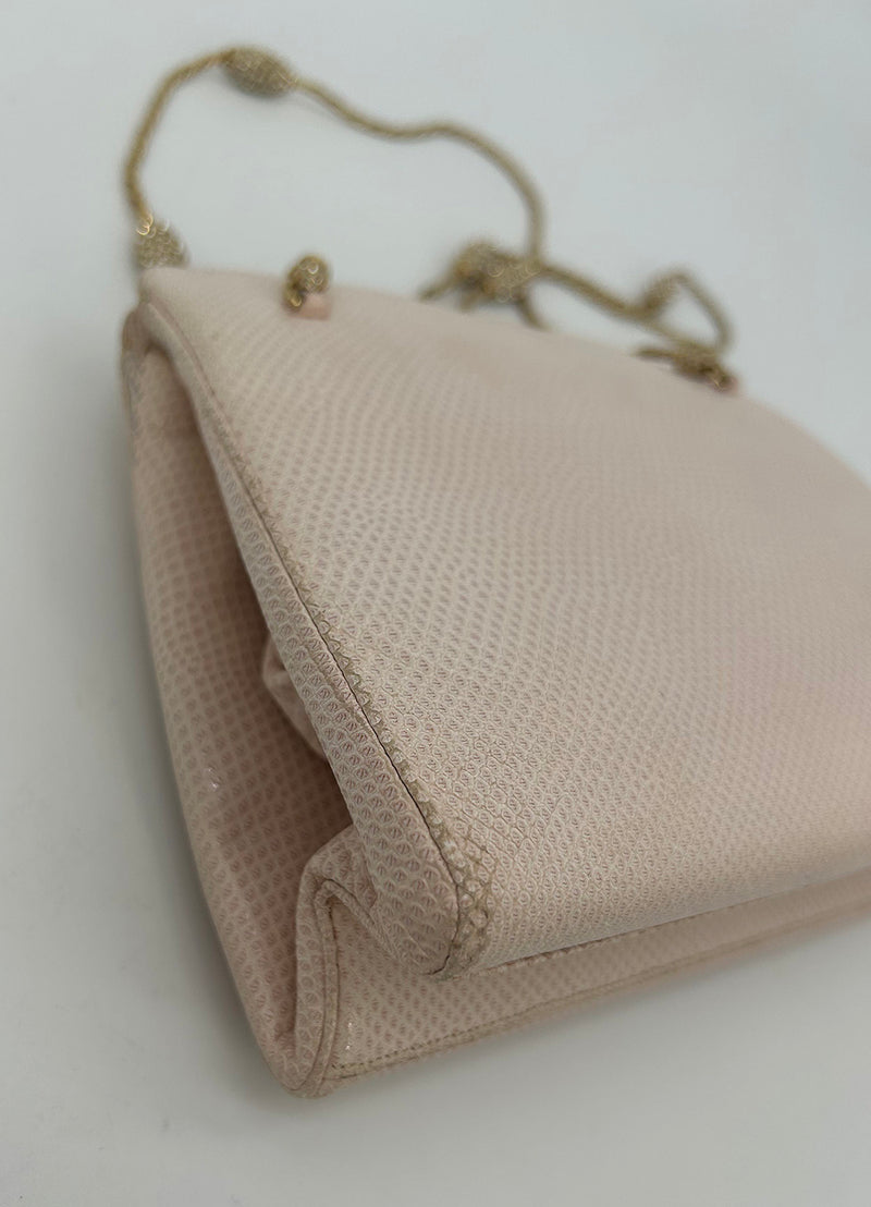 Judith Leiber Pink Lizard Crystal Strap Bag