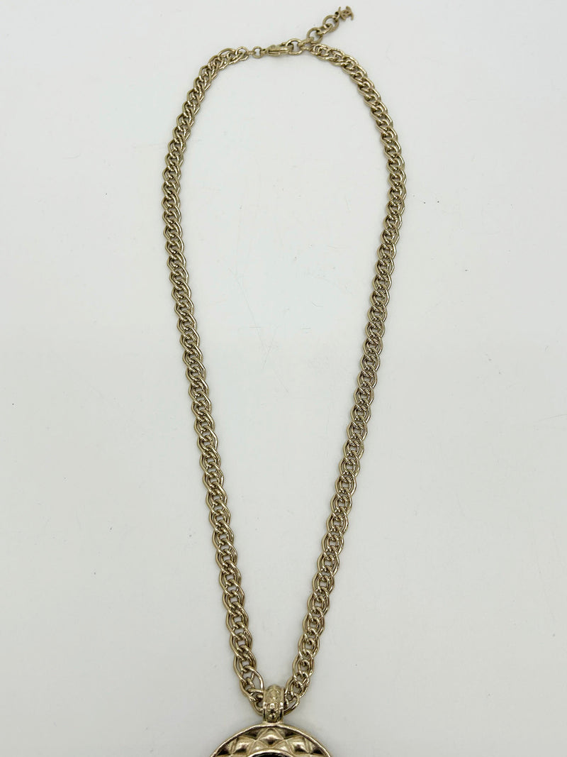 Chanel Black Rhinestone Egyptian Scarab Necklace