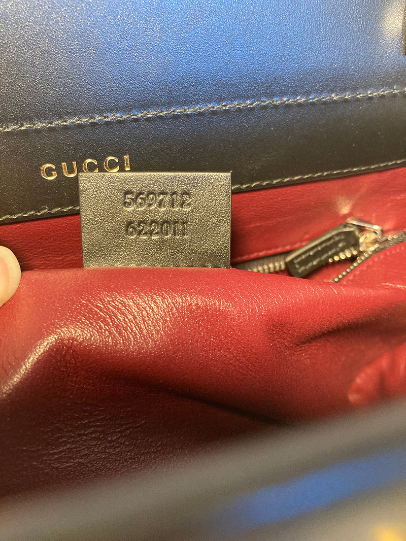 Gucci Zumi Shibuya Black and Tan Medium Top Handle Bag