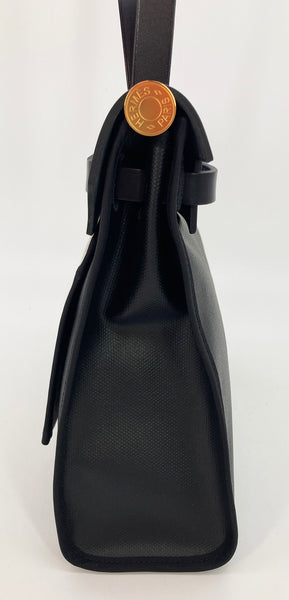Hermès BAG HERBAG 31 ZIP RETOURNÉ Black Cream Leather Cloth ref.894635 -  Joli Closet
