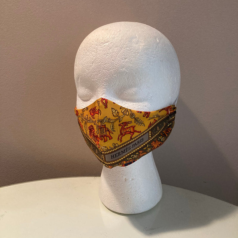 Hermes Chasse en Inde Silk Scarf Face Mask