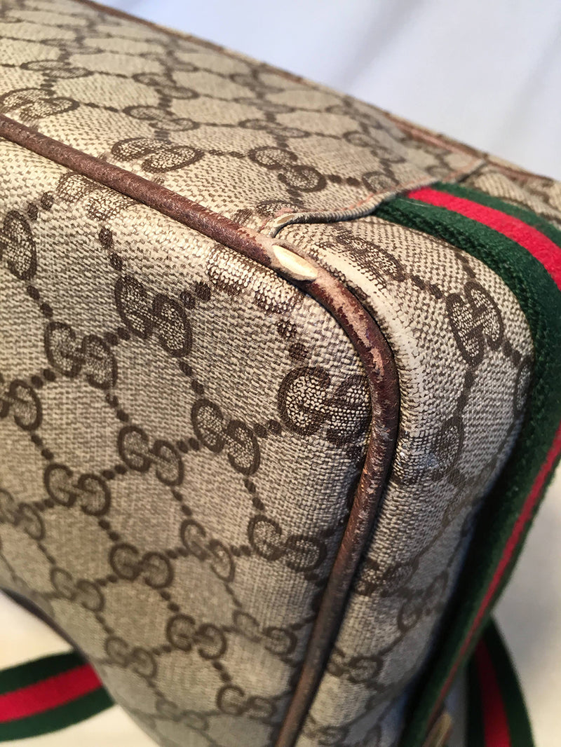 Gucci Vintage Monogram Hand Painted Ladybug Reporter Messenger Shoulder Bag