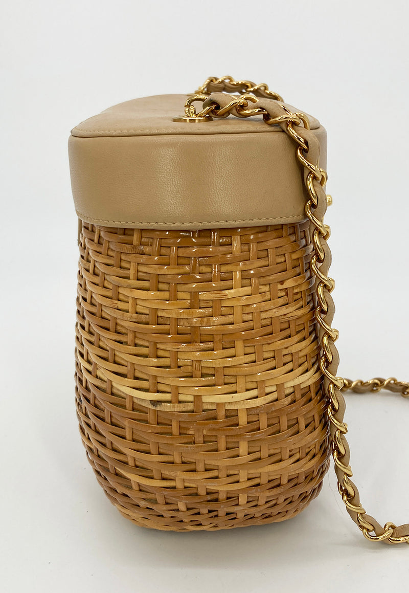RARE VINTAGE Chanel Wicker Basket Bag