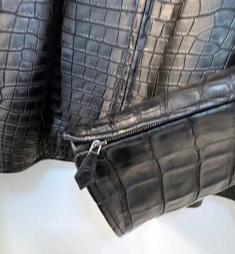 HERMES Black Crocodile Jacket RARE CUSTOM MADE