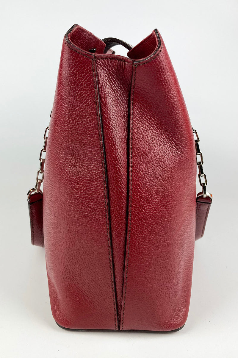 Cartier Red Leather Chain Tote