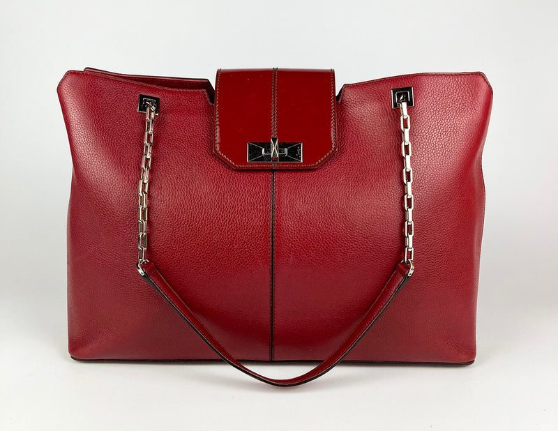 Cartier Red Leather Chain Tote