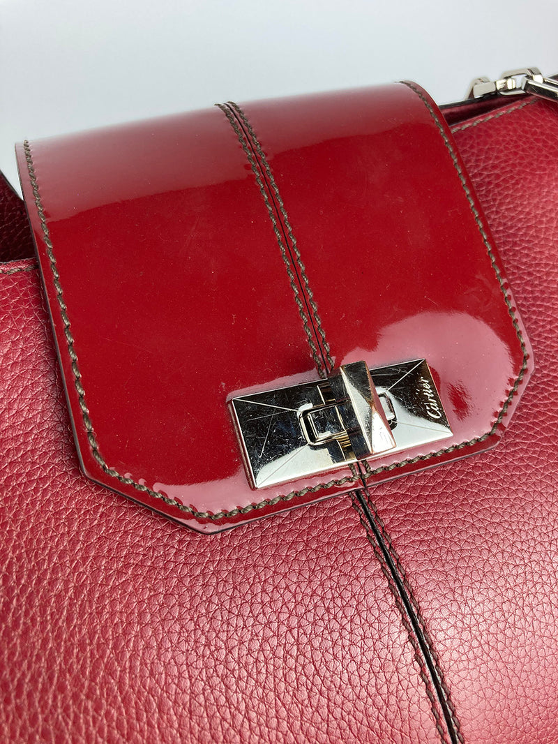 Cartier Red Leather Chain Tote