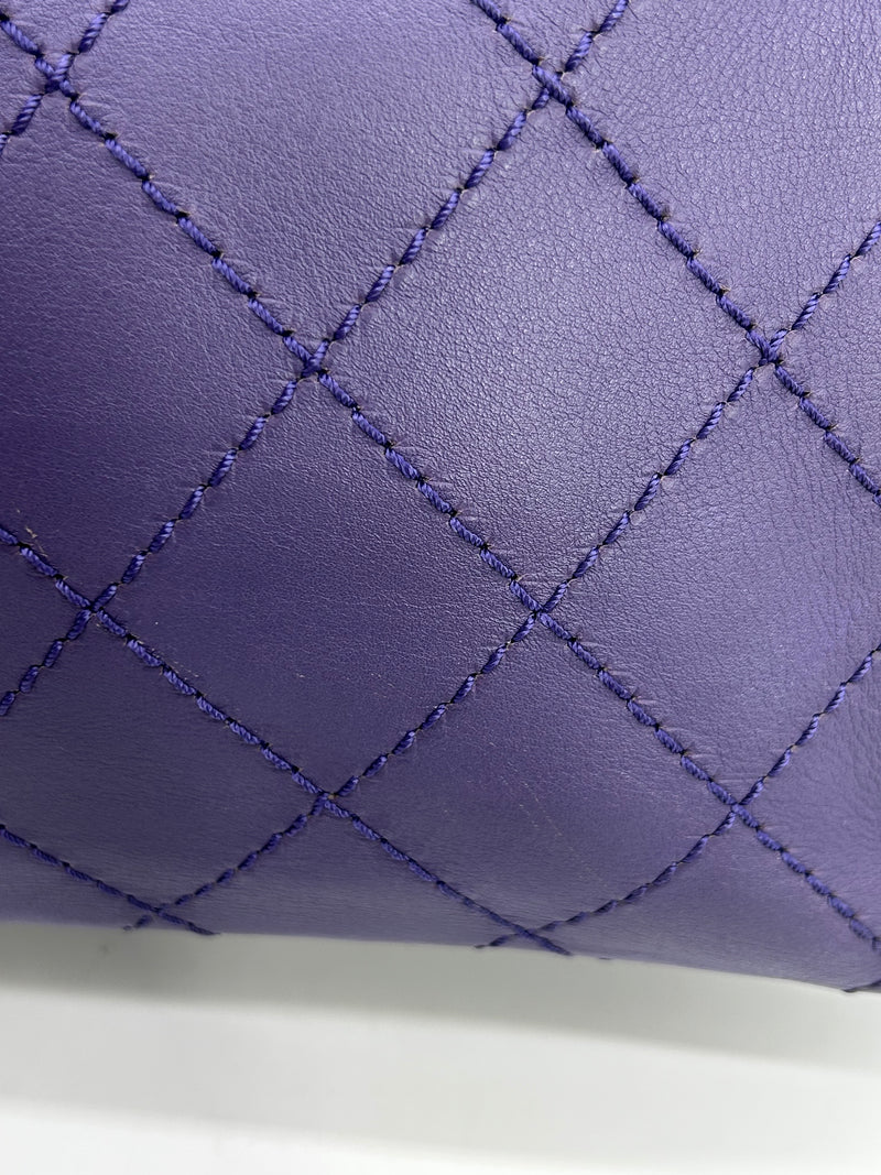 Chanel Purple Leather Top Stitch CC Pocket Tote