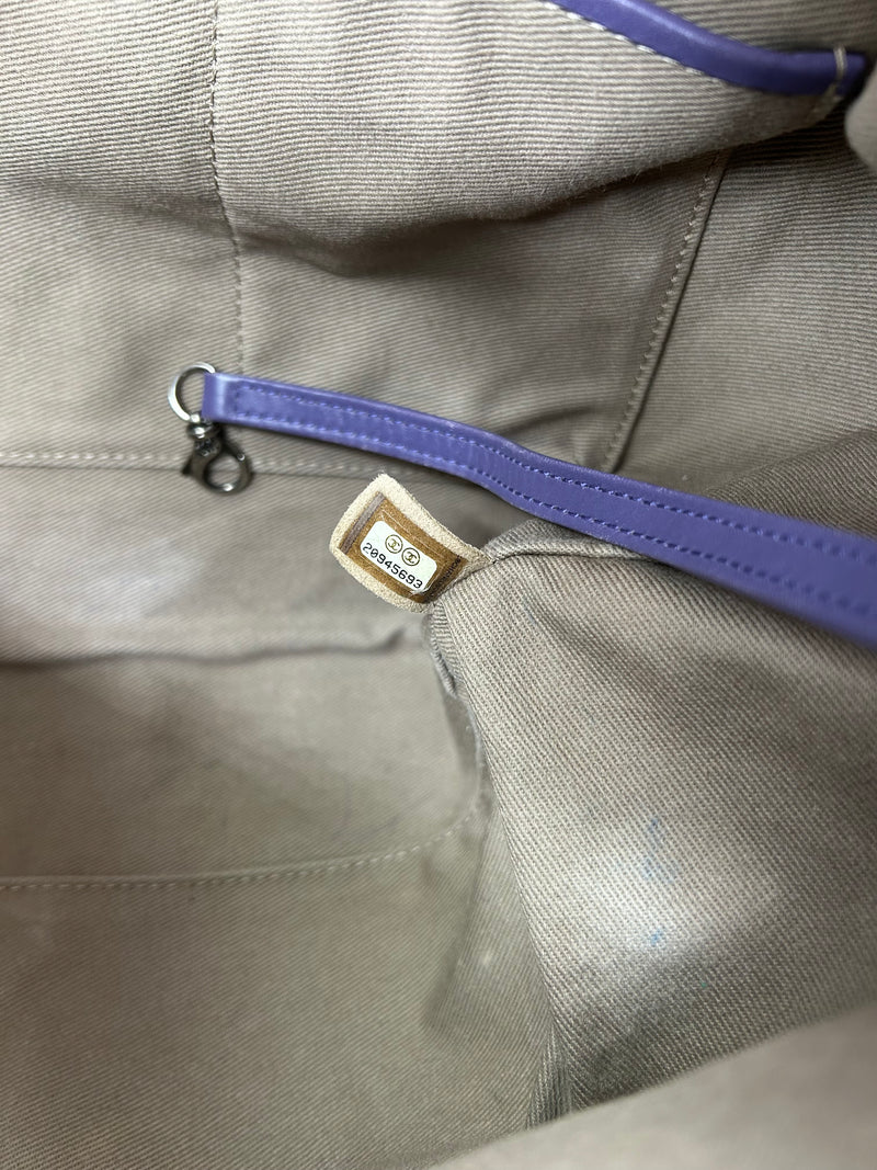 Chanel Purple Leather Top Stitch CC Pocket Tote