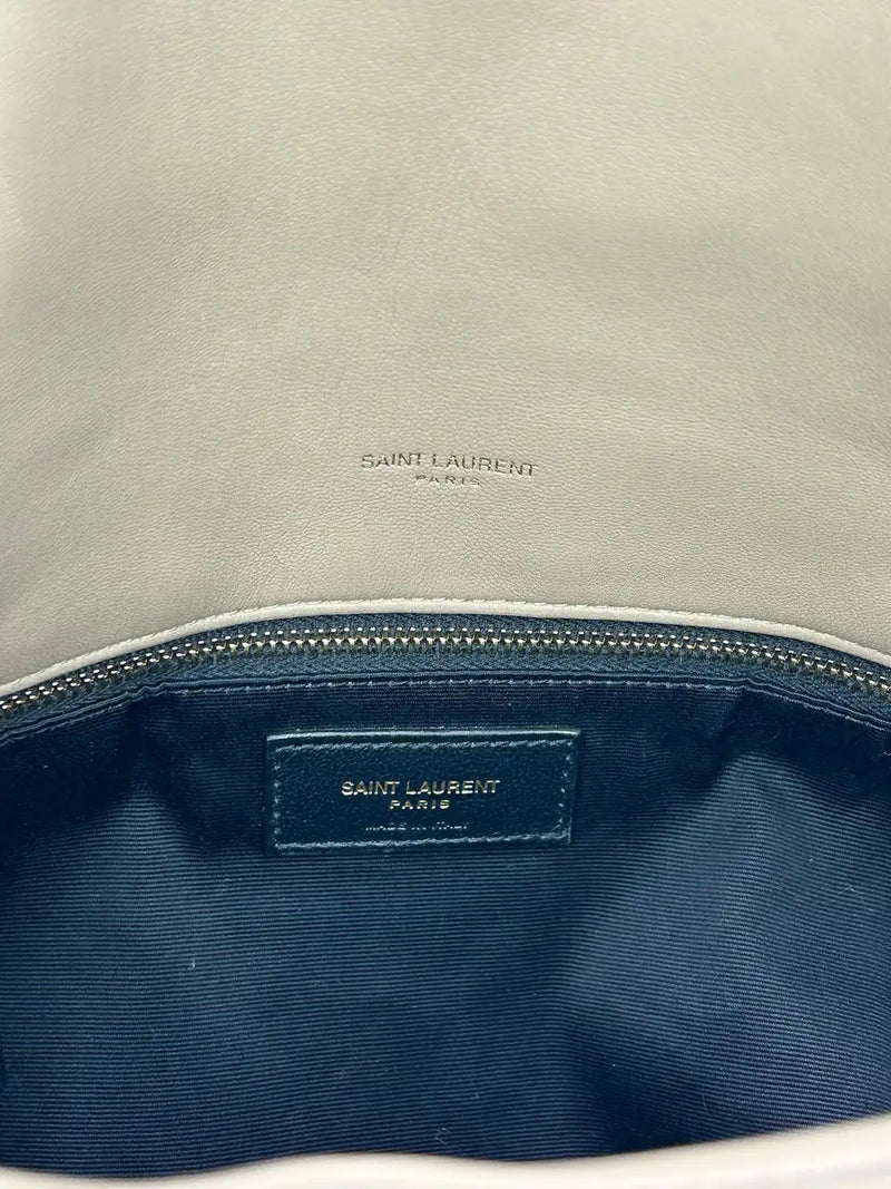 Saint Laurent Lou Lou Puffer Dusty Grey Medium Quilted Leather Shoulder Bag YSL