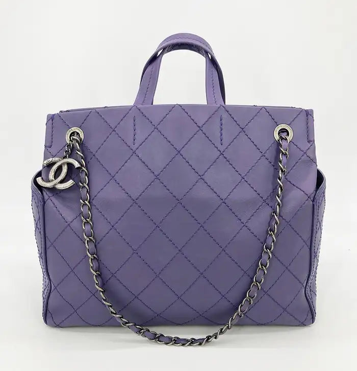 Chanel Purple Leather Top Stitch CC Pocket Tote – Ladybag