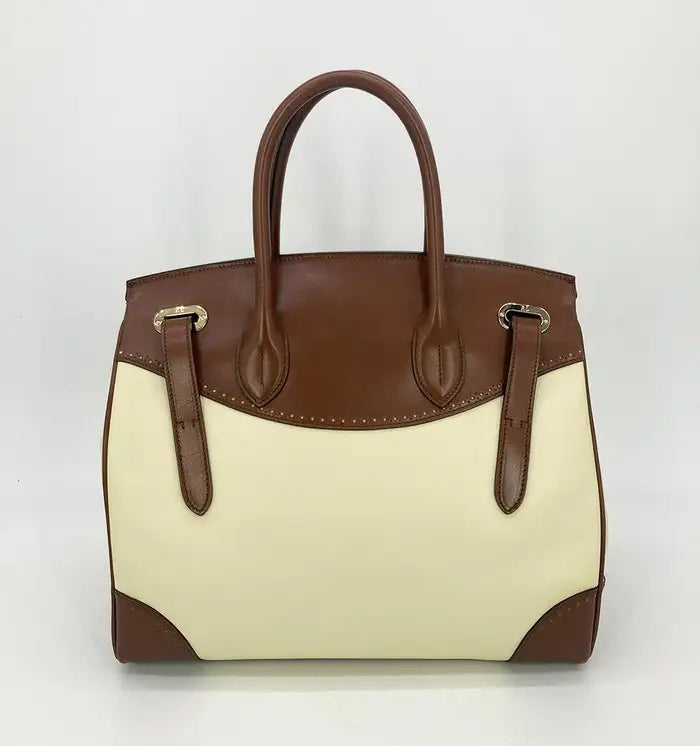 Ralph Lauren Cream and Brown Leather Rickey Bag – Ladybag