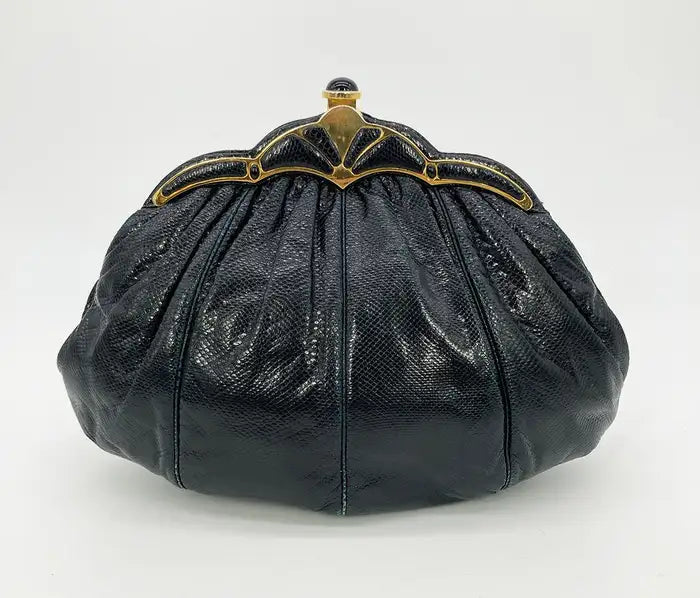 Judith Leiber ブラック パーティーバッグ Judith Leiber Slide Lock Black Clutch
