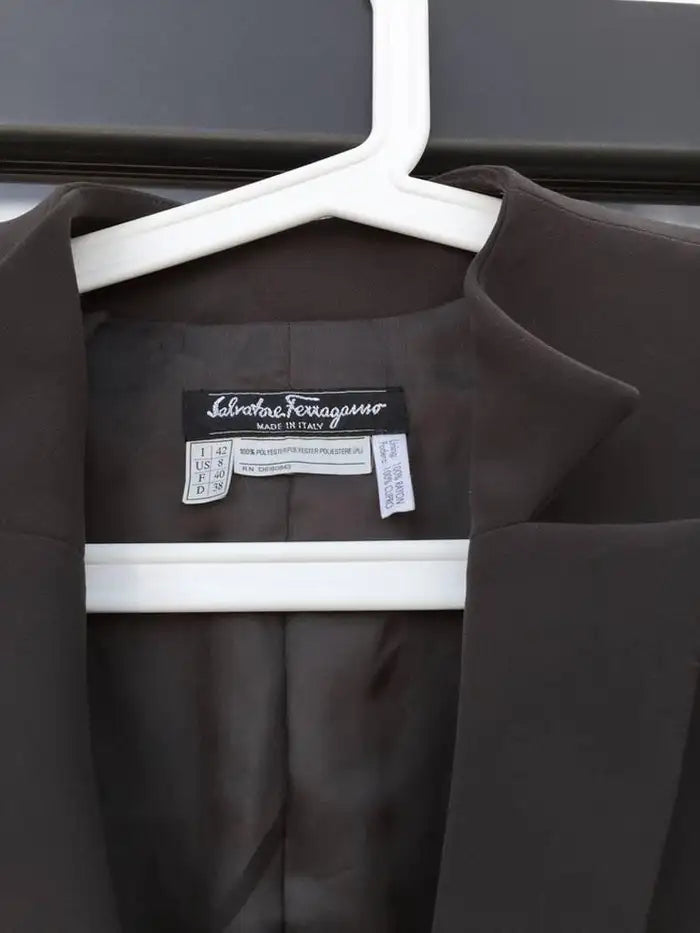 Salvatore Ferragamo Chocolate Brown Button Up Jacket