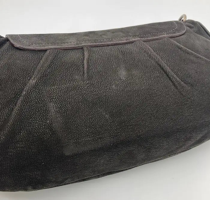 Prada Black Suede Rhinestone Alligator Flap Shoulder Bag