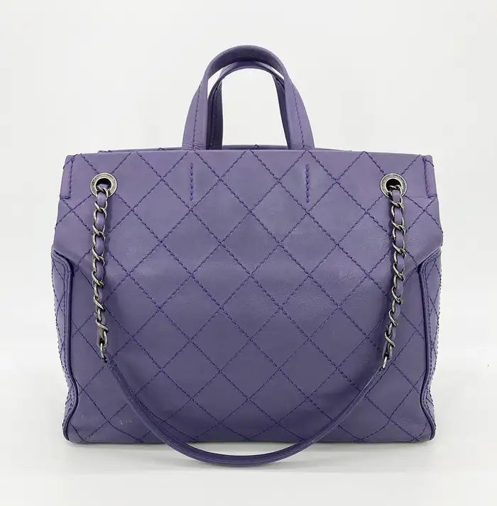 Chanel Purple Leather Top Stitch CC Pocket Tote – Ladybag
