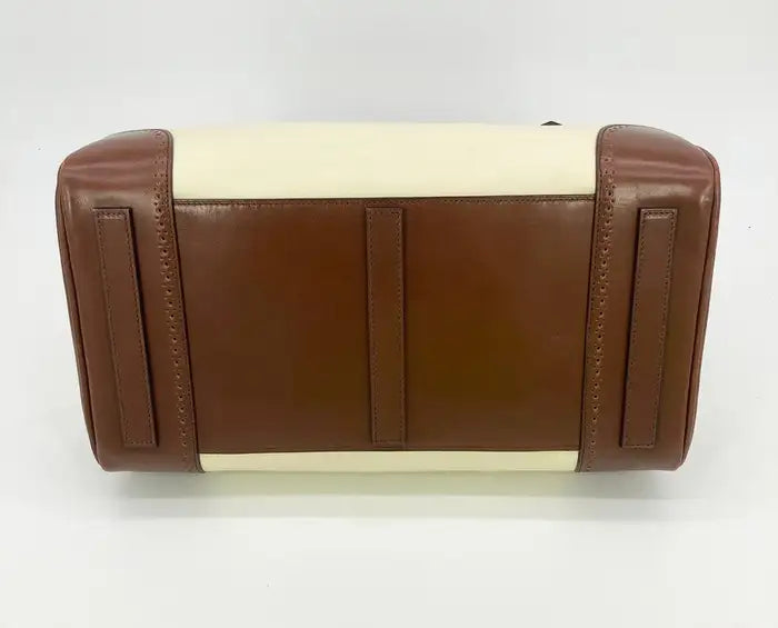 Ralph Lauren Cream and Brown Leather Rickey Bag