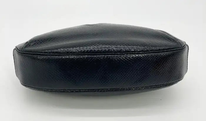 Judith Leiber Black Lizard Gemstone Top Shoulder Bag