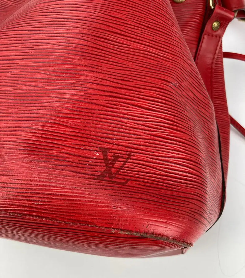Louis Vuitton Castillian Red Epi Noe Drawstring Bucket Bag