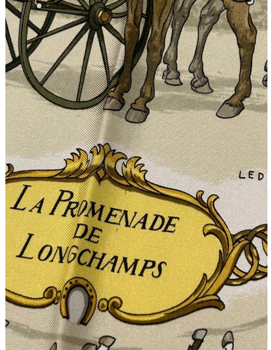 Hermes La Promenade de Longchamps Scarf in red c.1960s – Ladybag