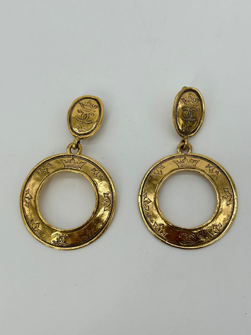 Chanel Vintage Gold Hoop Earrings