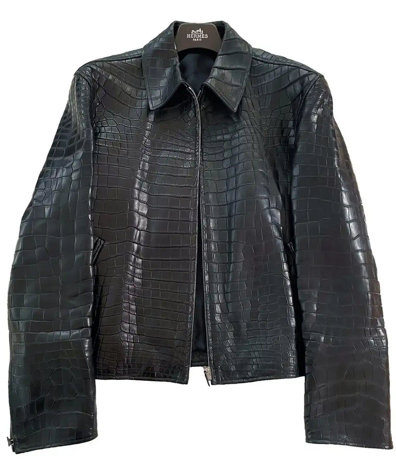 HERMES Black Crocodile Jacket RARE CUSTOM MADE
