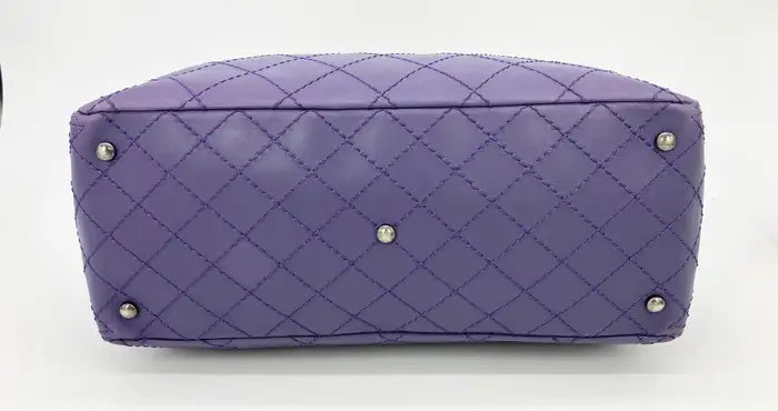 Chanel Purple Leather Top Stitch CC Pocket Tote