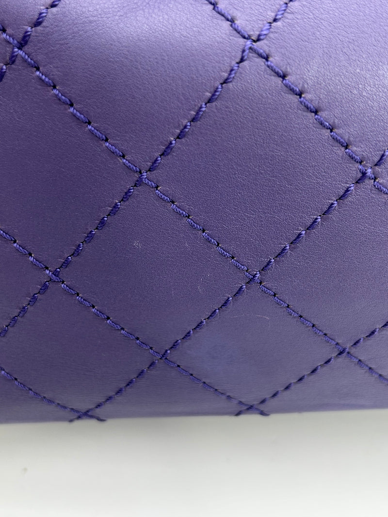 Chanel Purple Leather Top Stitch CC Pocket Tote