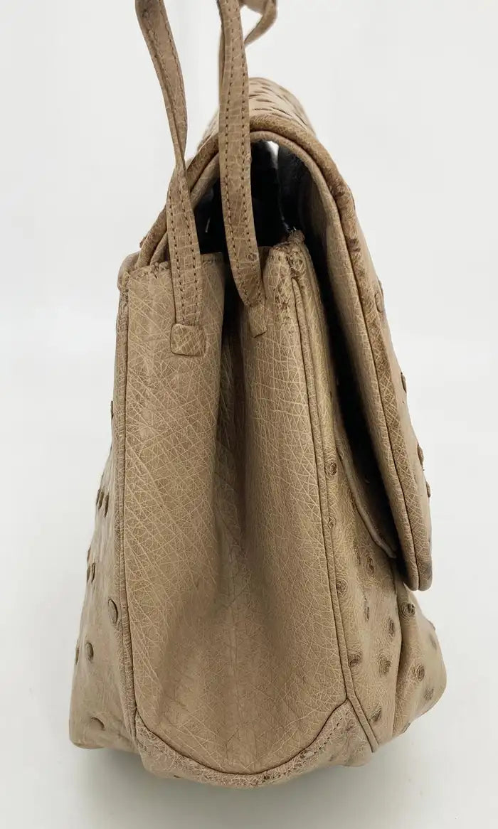 Judith Leiber Tan Ostrich Shoulder Bag