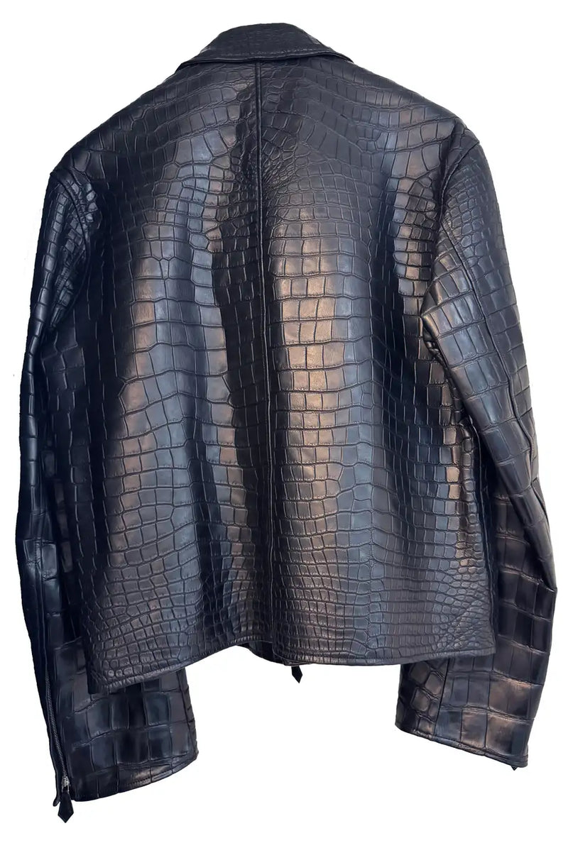 HERMES Black Crocodile Jacket RARE CUSTOM MADE