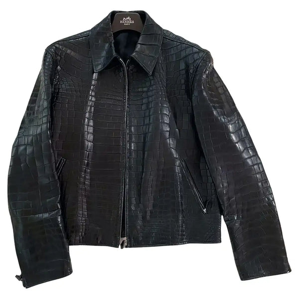 HERMES Black Crocodile Jacket RARE CUSTOM MADE