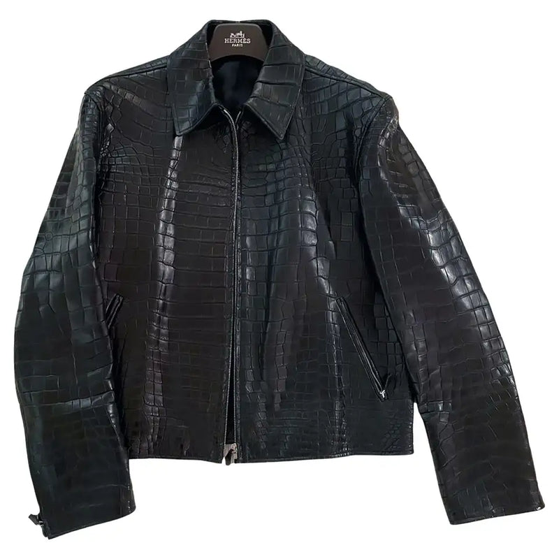 HERMES Black Crocodile Jacket RARE CUSTOM MADE