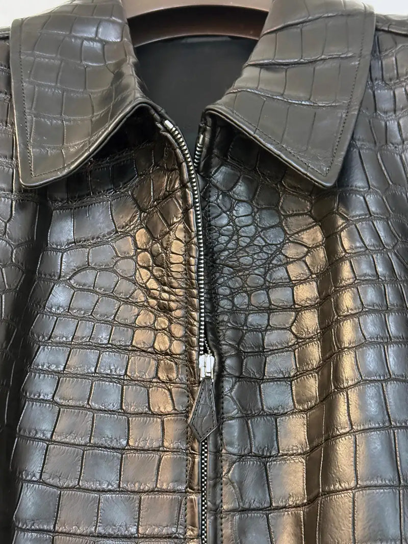 HERMES Black Crocodile Jacket RARE CUSTOM MADE