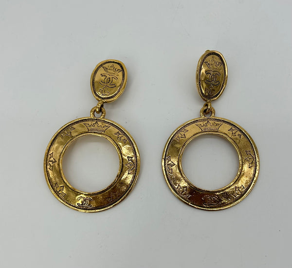 Chanel Vintage Gold Hoop Earrings