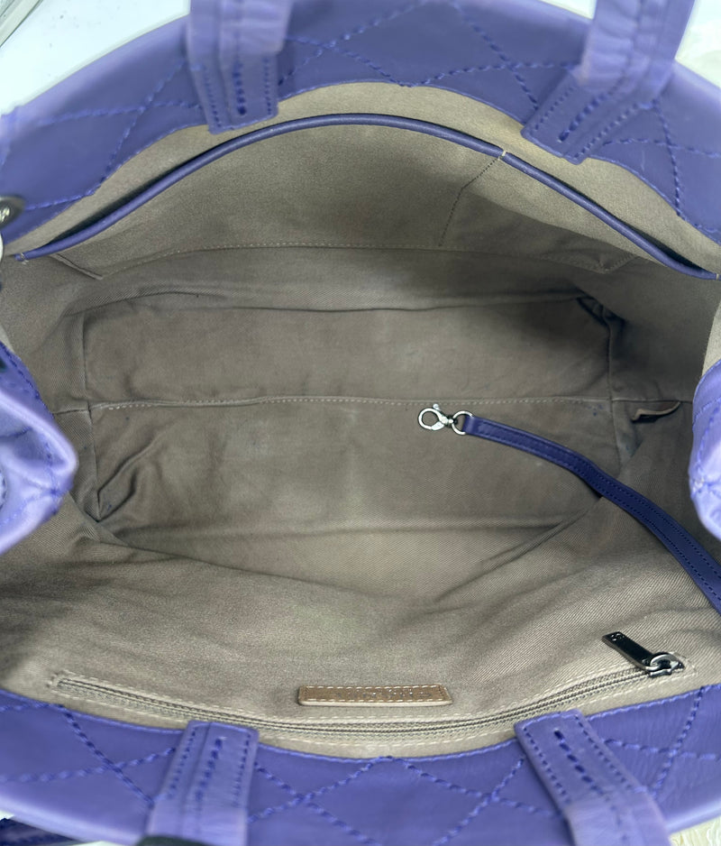 Chanel Purple Leather Top Stitch CC Pocket Tote
