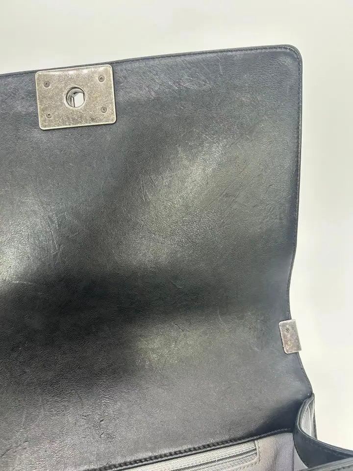 Chanel Black Lambskin Quilted Medium Boy Bag