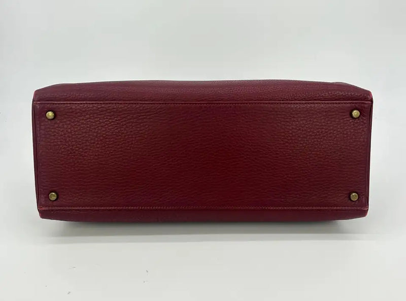 Hermes Rouge Clemence Leather Kelly 40