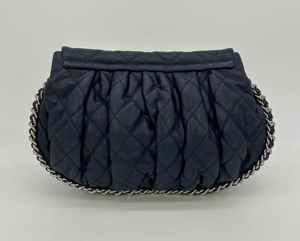 Chanel Quilted Navy Leather Chain Around Crossbody Shoulder Bag