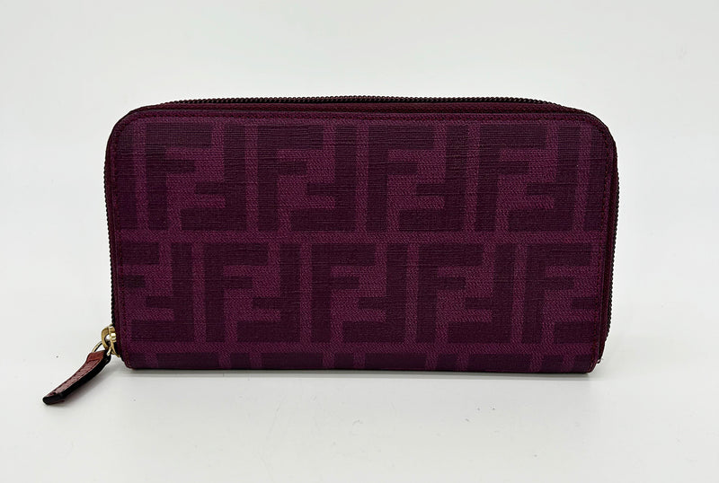 Fendi Purple Zucca Coated Canvas Long Wallet