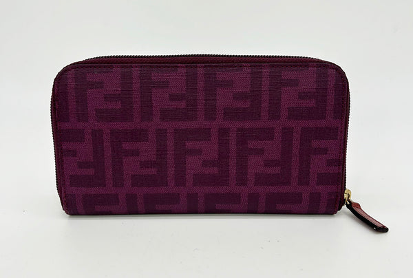 Fendi Purple Zucca Coated Canvas Long Wallet