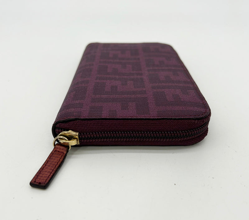 Fendi Purple Zucca Coated Canvas Long Wallet