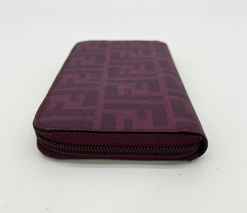 Fendi Purple Zucca Coated Canvas Long Wallet