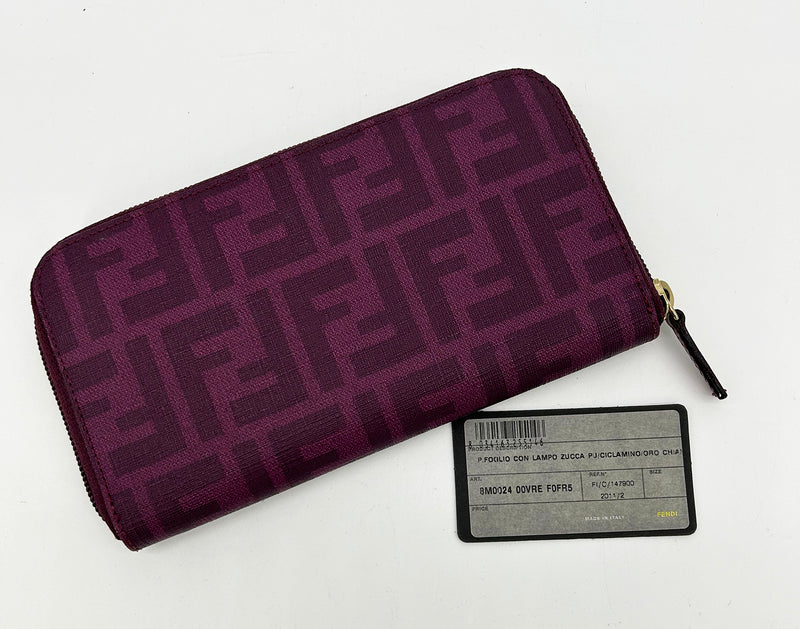 Fendi Purple Zucca Coated Canvas Long Wallet