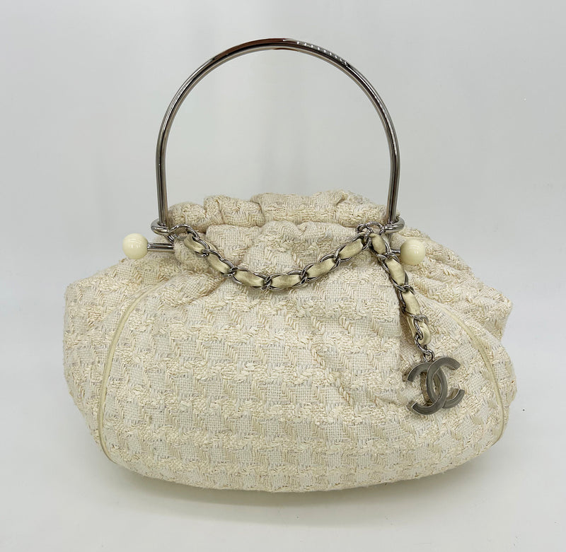 Chanel Cream Tweed Boucle Knitting Bag