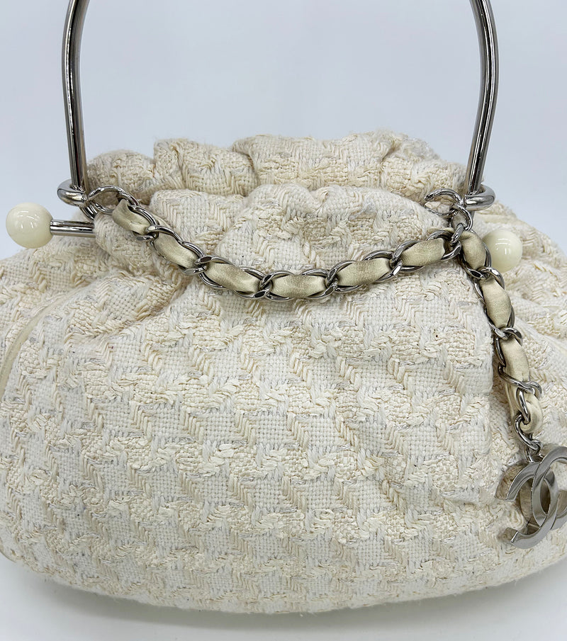 Chanel Cream Tweed Boucle Knitting Bag