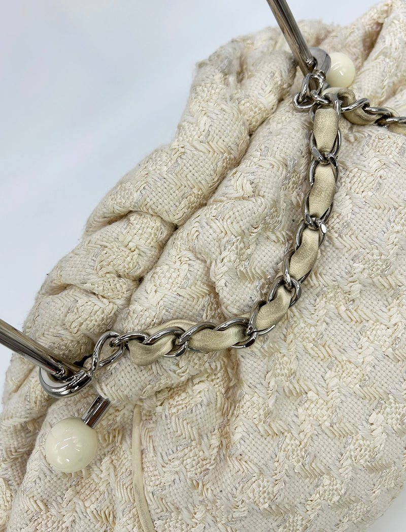 Chanel Cream Tweed Boucle Knitting Bag