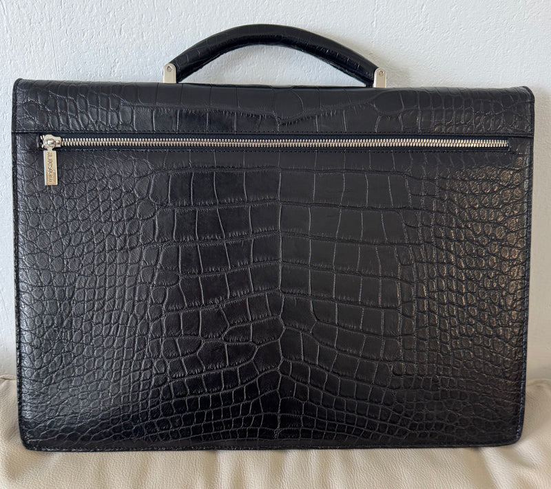 RARE A.Testoni Black Alligator Briefcase One of a Kind