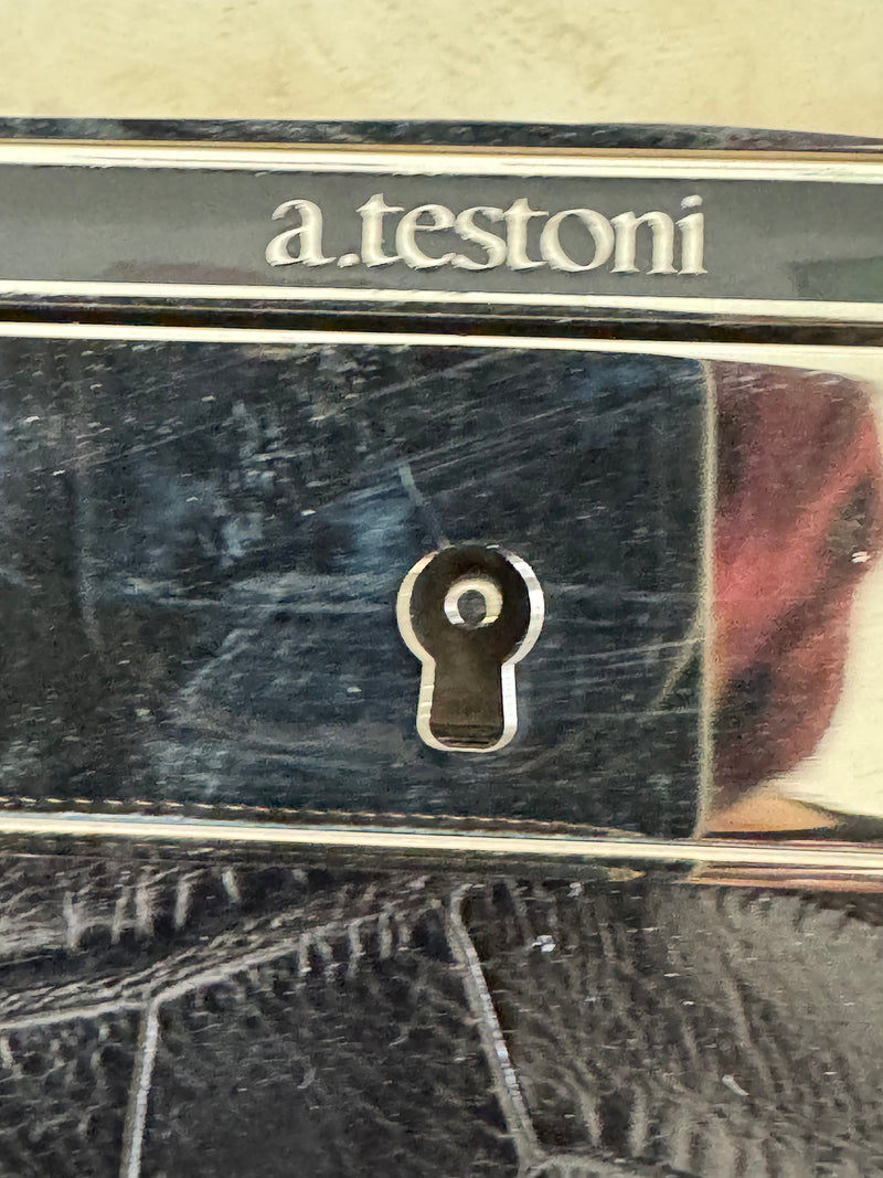 RARE A.Testoni Black Alligator Briefcase One of a Kind